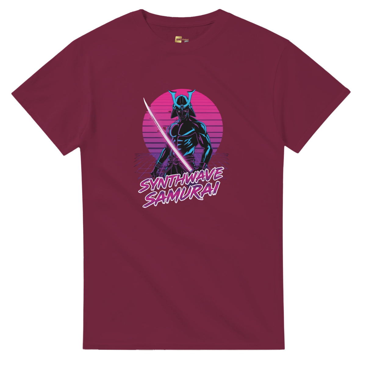 Synthwave Samurai graphic design on a Heavyweight T-shirt