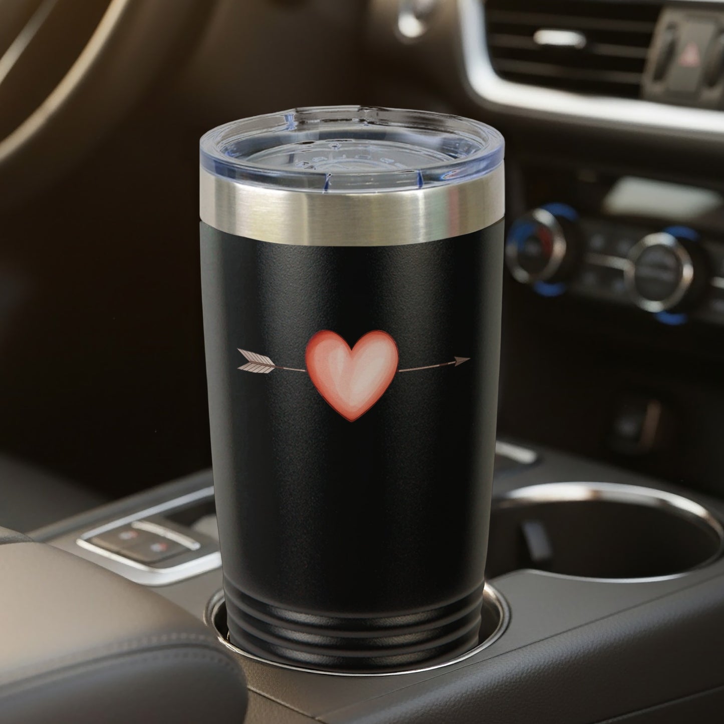 Heart and Arrow Design Travel Tumbler for Coffee Lovers