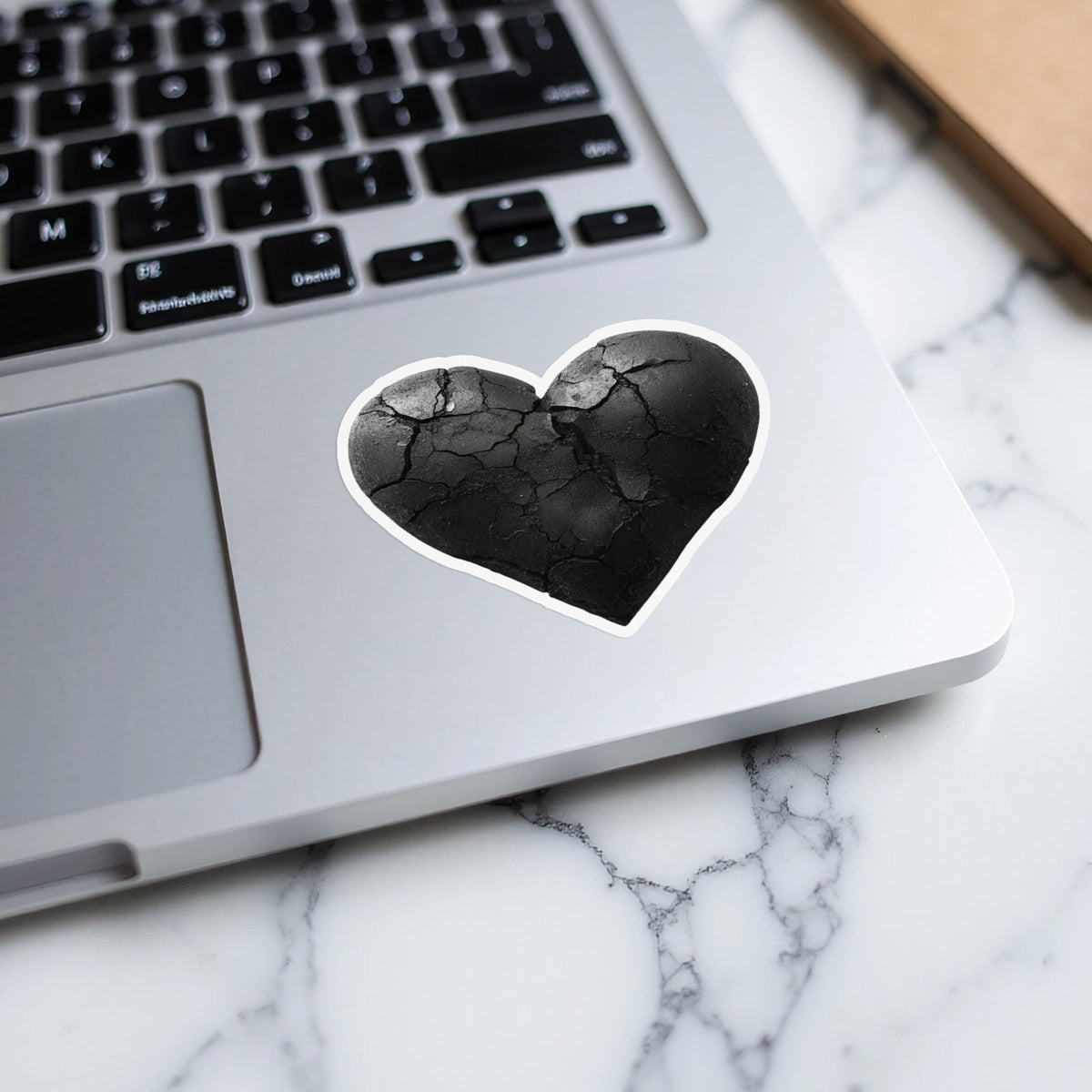 Cracked Black Heart Sticker Design for Laptop or Notebook