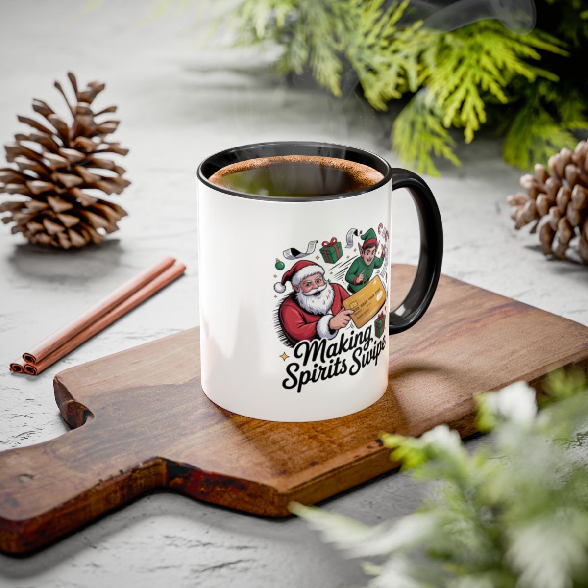 Making Spirits Bright Santa and Elf Mug
