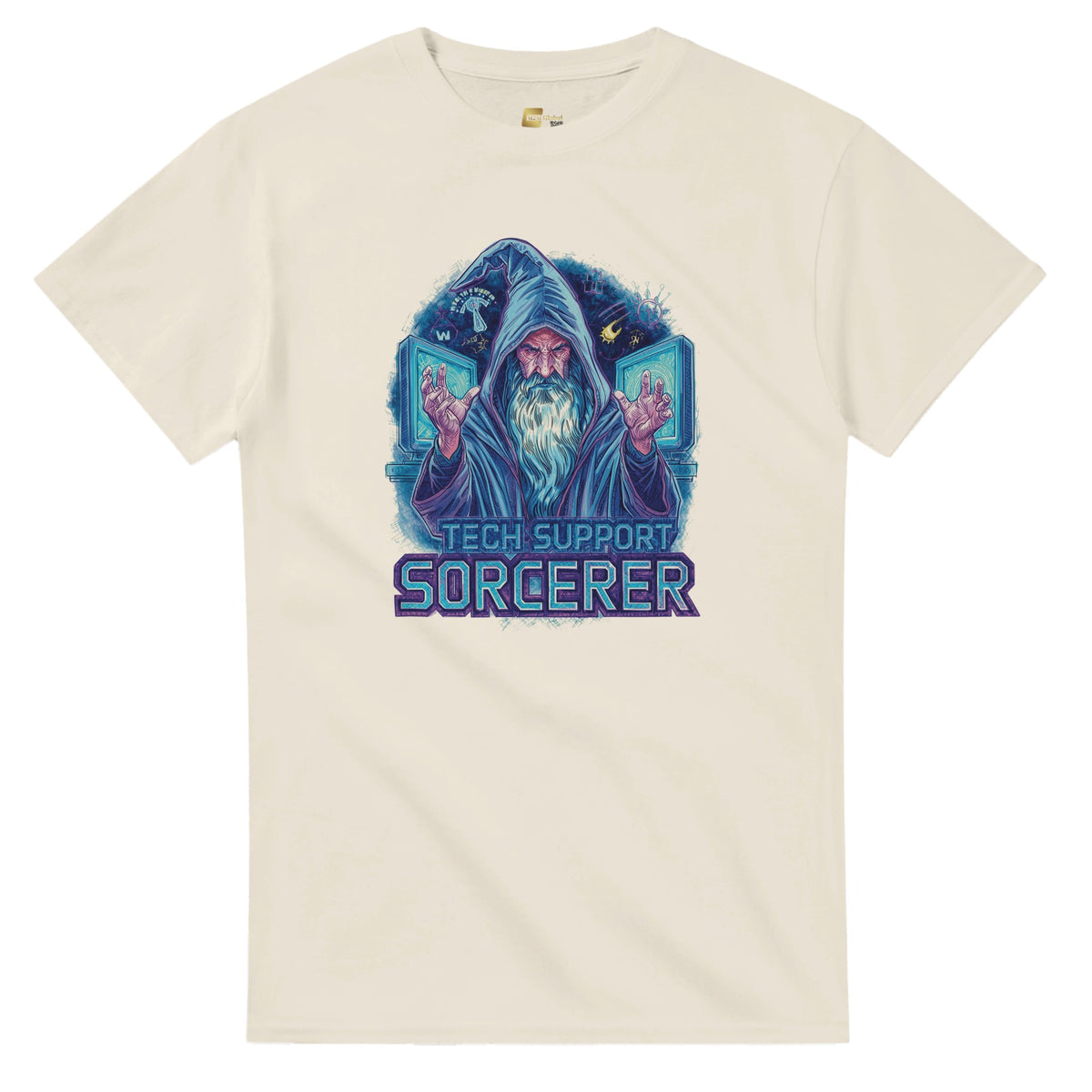 Tech Support Sorcerer graphic design on a Heavyweight T-shirt