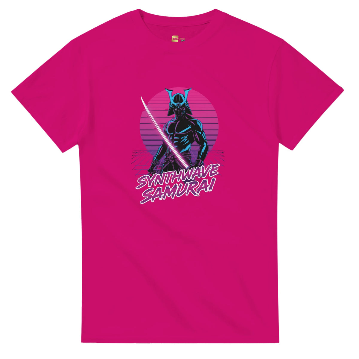Synthwave Samurai graphic design on a Heavyweight T-shirt