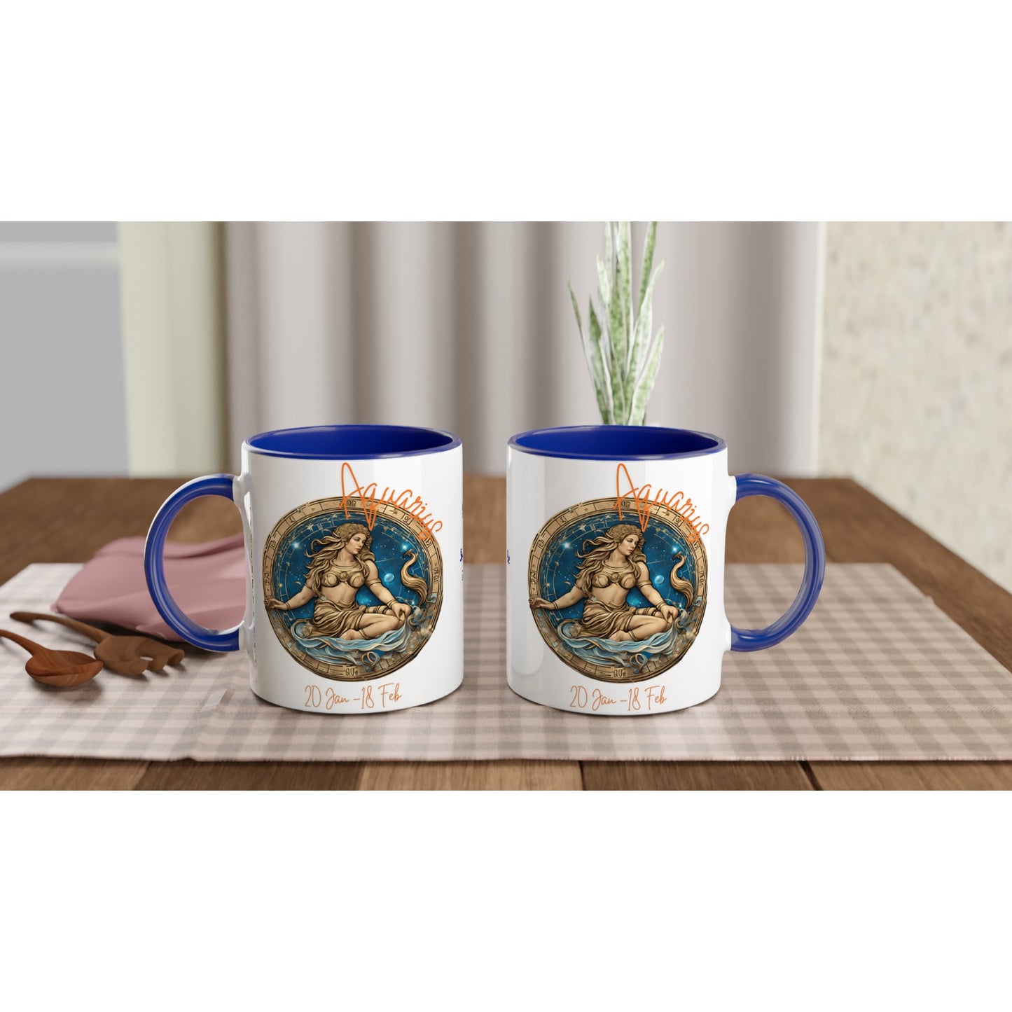 11oz ceramic mug with color inside Aquarius Vision personalized