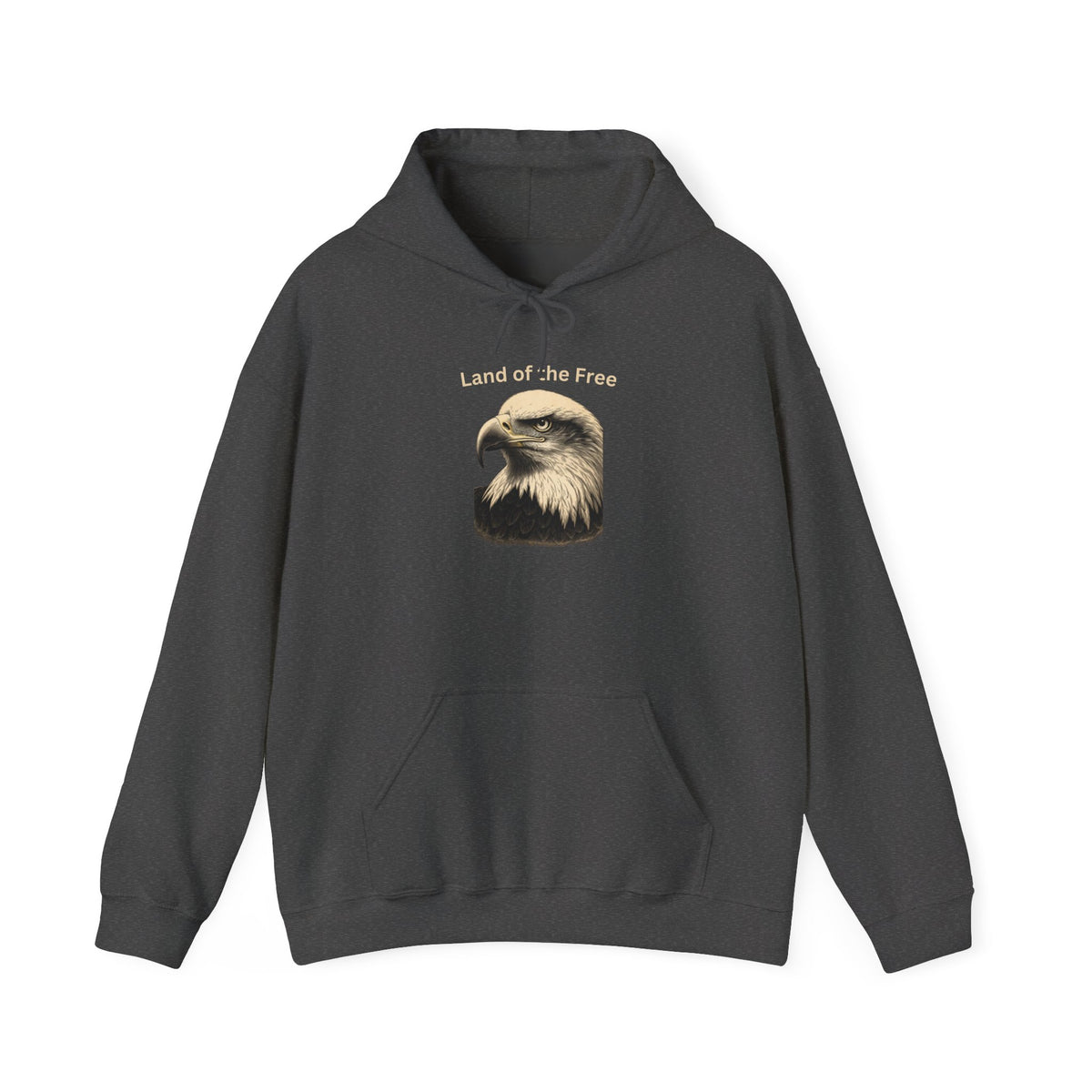 Land of the Free text above an eagle head on a Pullover Hoodie