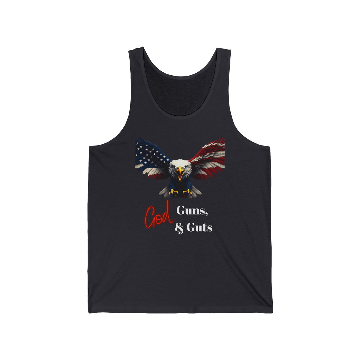 God Guns & Guts Patriotic Eagle on a Premium Tank Top