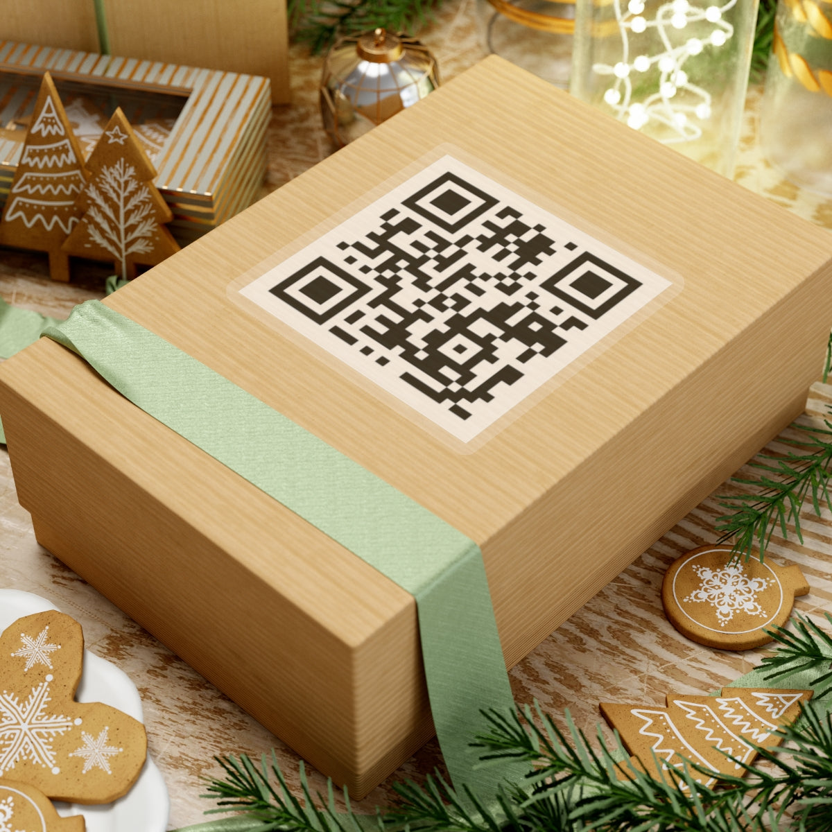 Black and white QR code on a white background