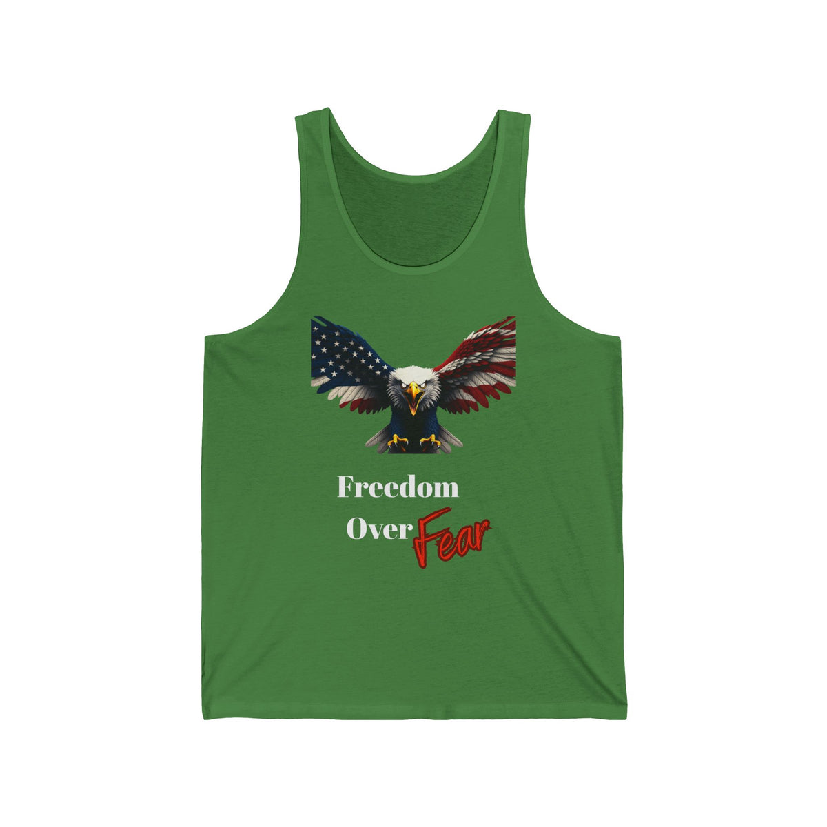 Freedom Over Fear Patriotic Eagle on a Premium Tank Top