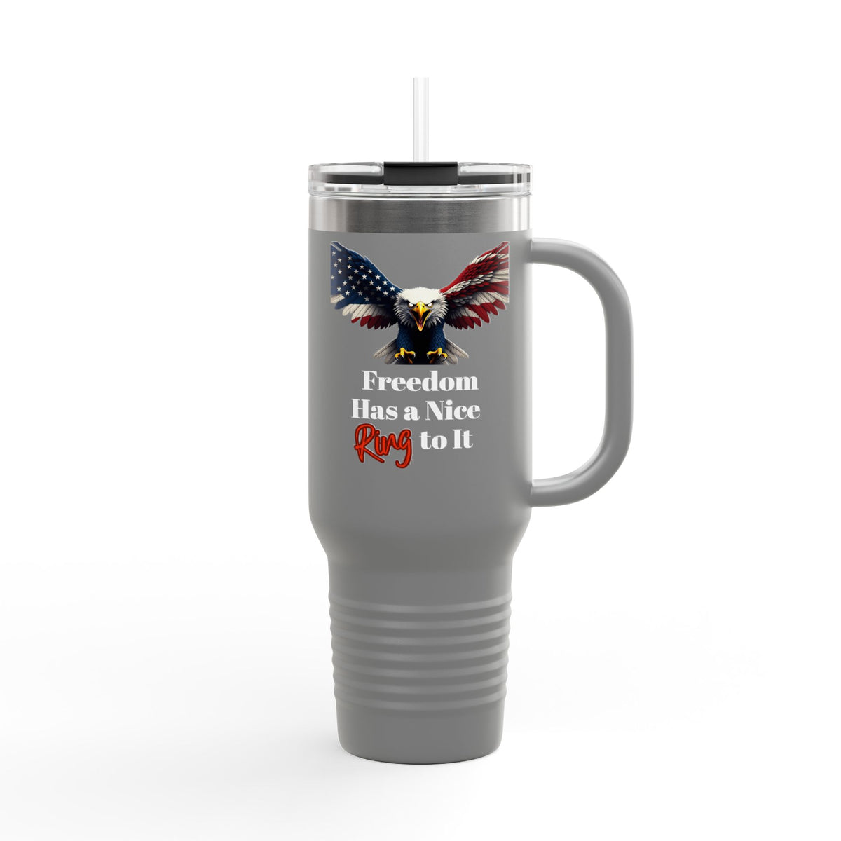 Freedom Has A Ring Patriotic Eagle on a 40oz tumbler