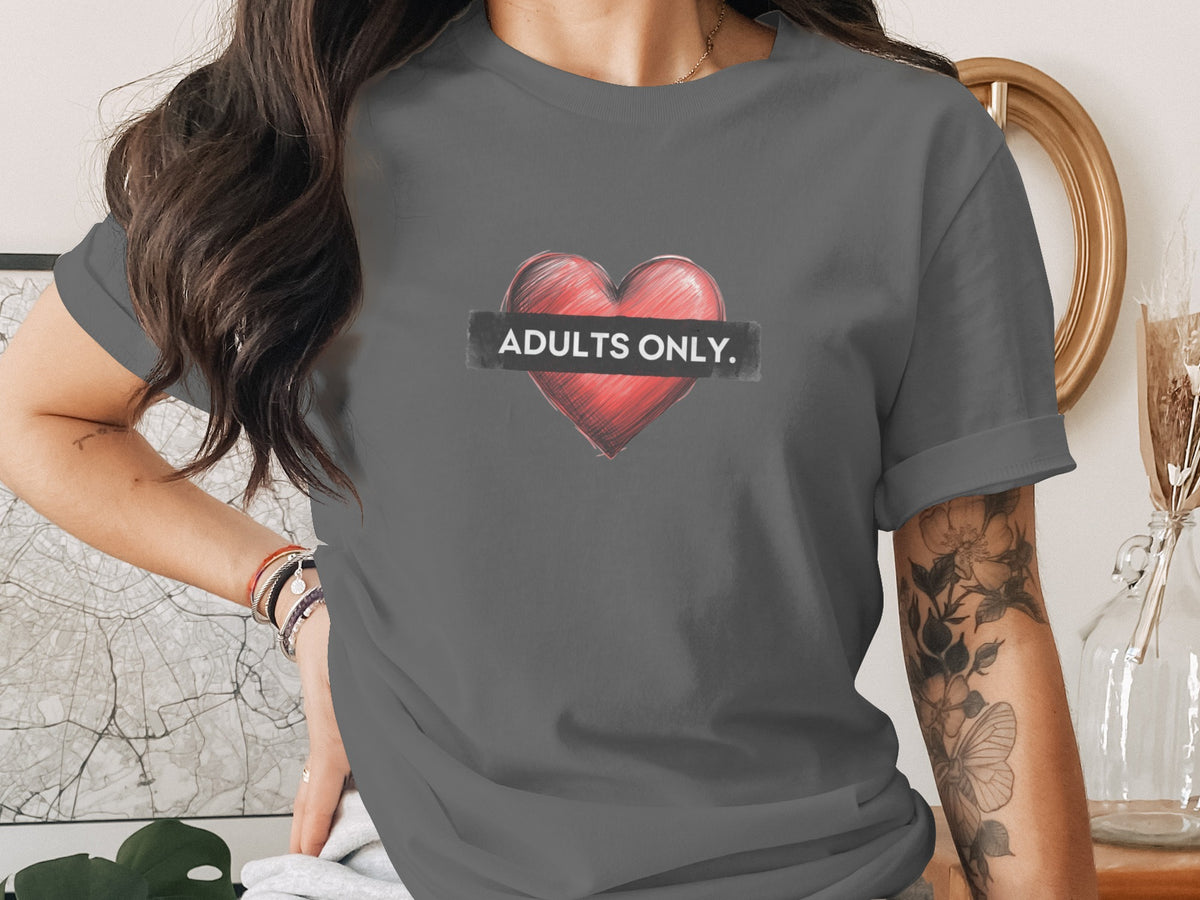 Adults Only Heart Design Graphic T-Shirt
