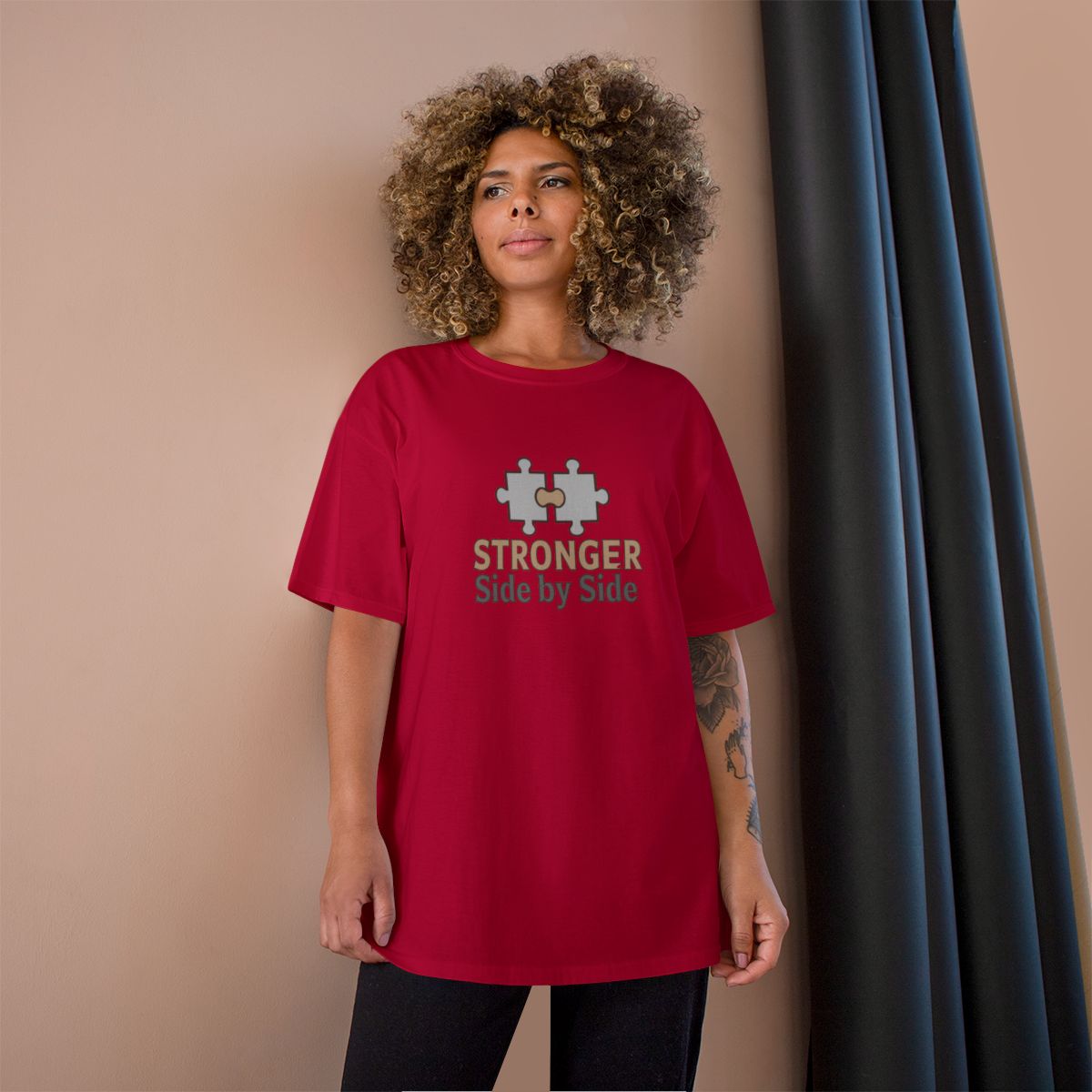 Stronger Side by Side Puzzle Graphic T-Shirt