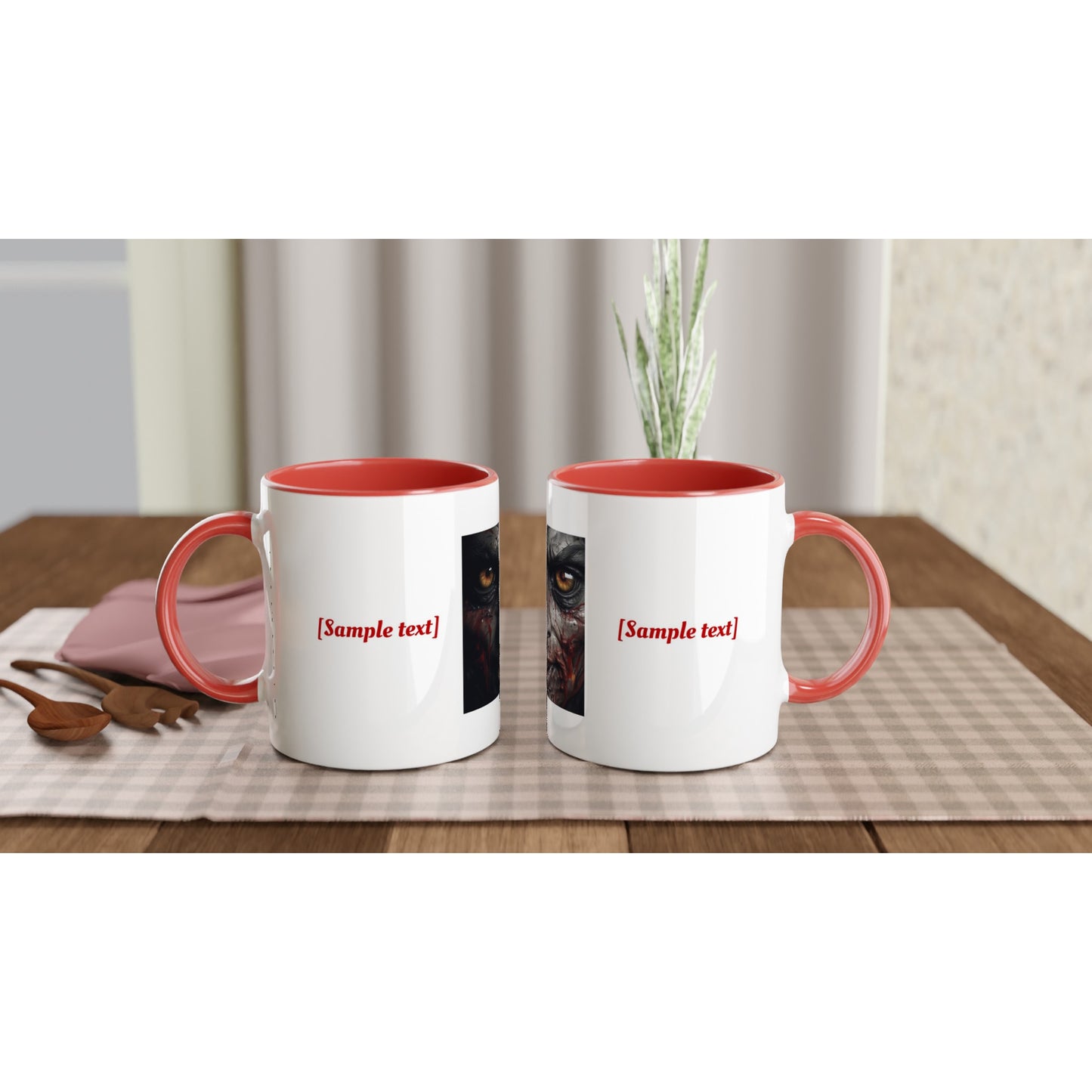 11oz ceramic mug with color inside angry blood face personalized