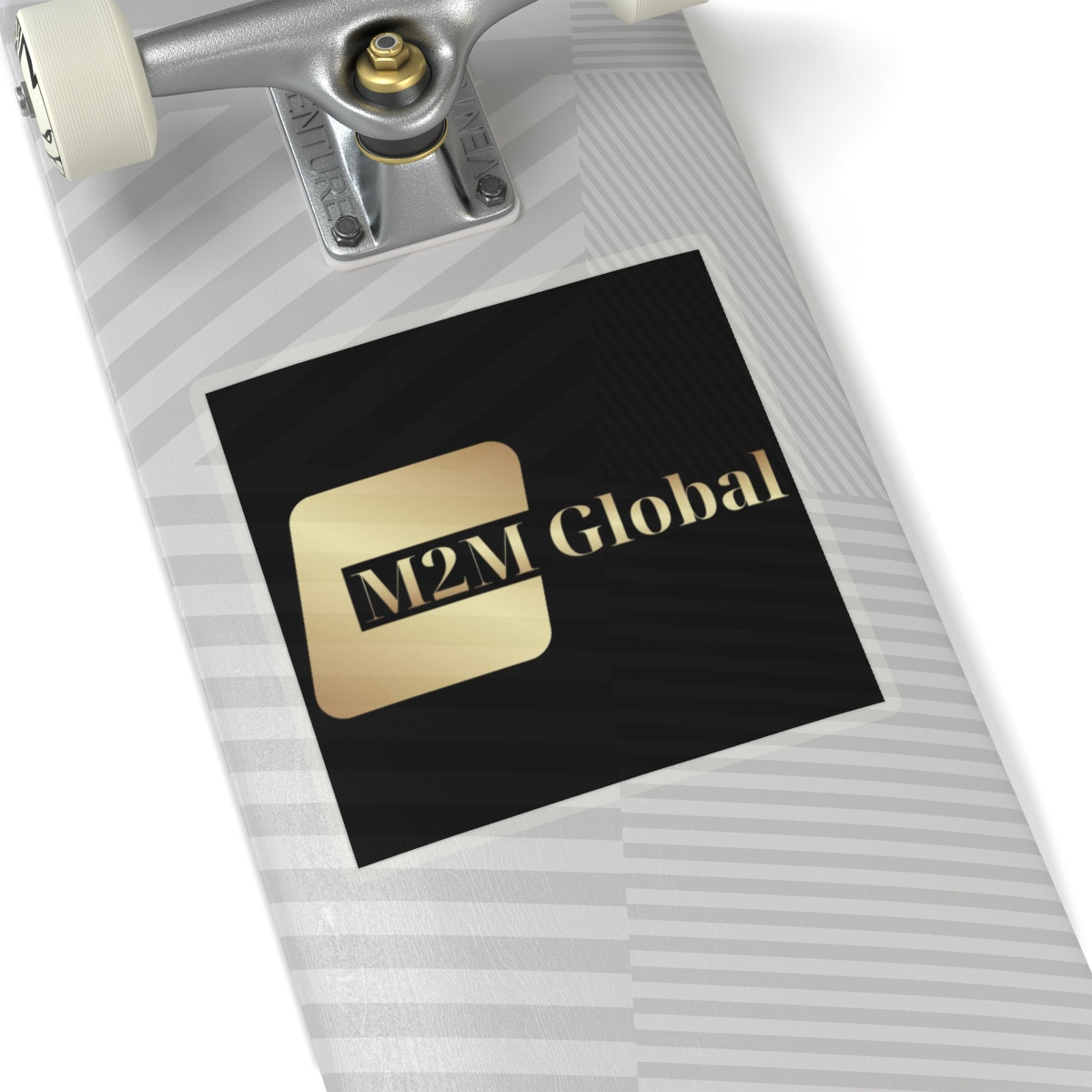 Gold 'M2M Global' logo on a gray background