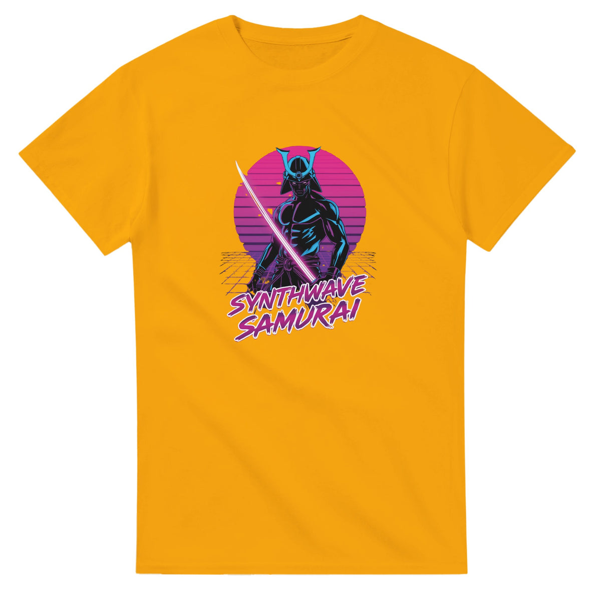 Synthwave Samurai graphic design on a Heavyweight T-shirt