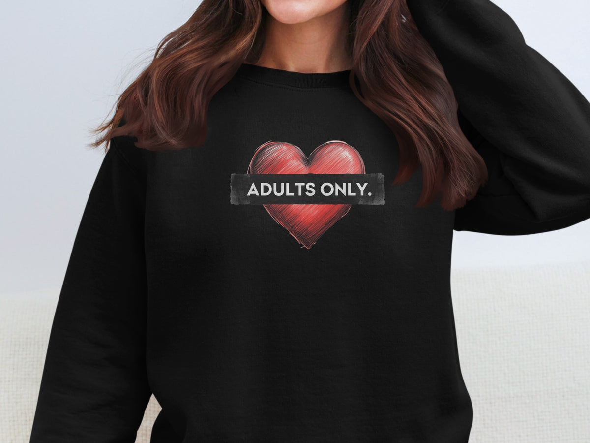 Adults Only Red Heart Black Graphic Sweatshirt Product
