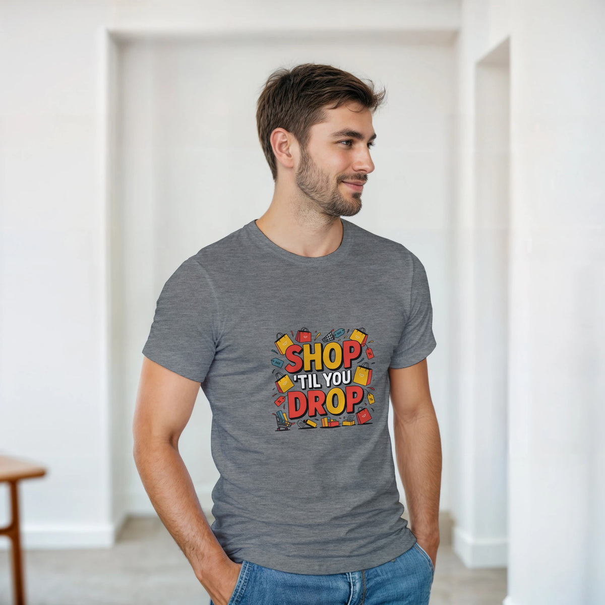 Shop ’Til You Drop heavyweight t-shirt mockup