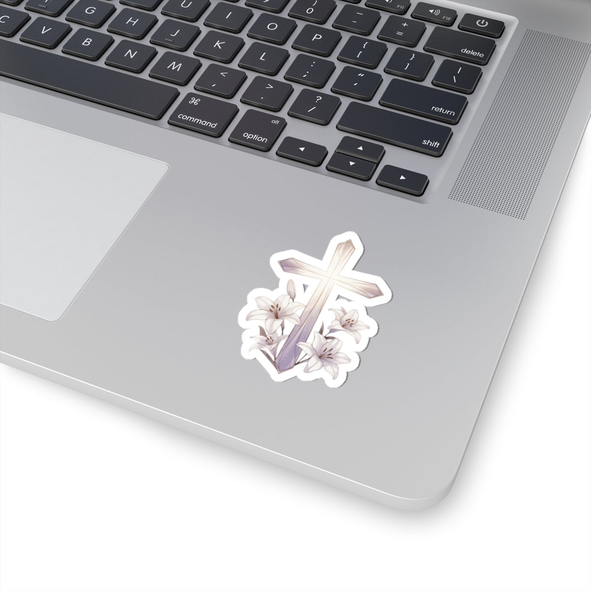 Christian Faith Cross Lilies Beautiful Religious Sticker product type