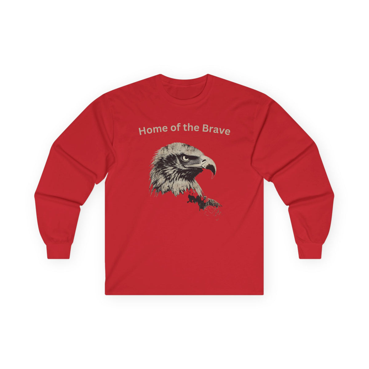 Home of the Brave text on a Long-Sleeve Tee