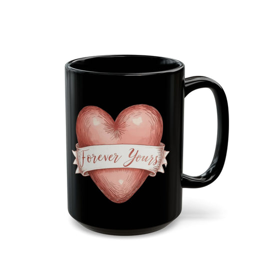 Forever Yours Heart Design Black Mug Product