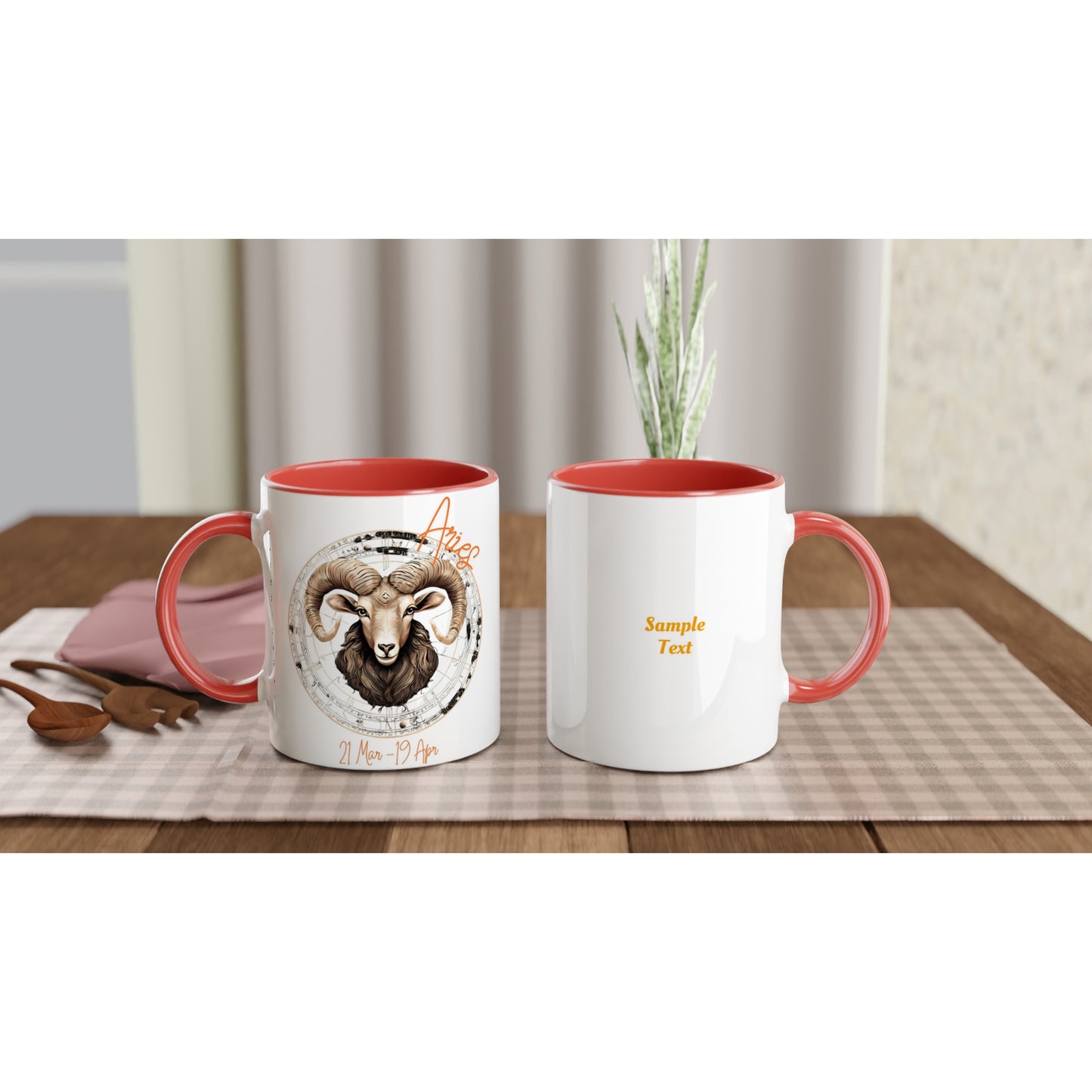 11oz ceramic mug with color inside fiery Aries personalized