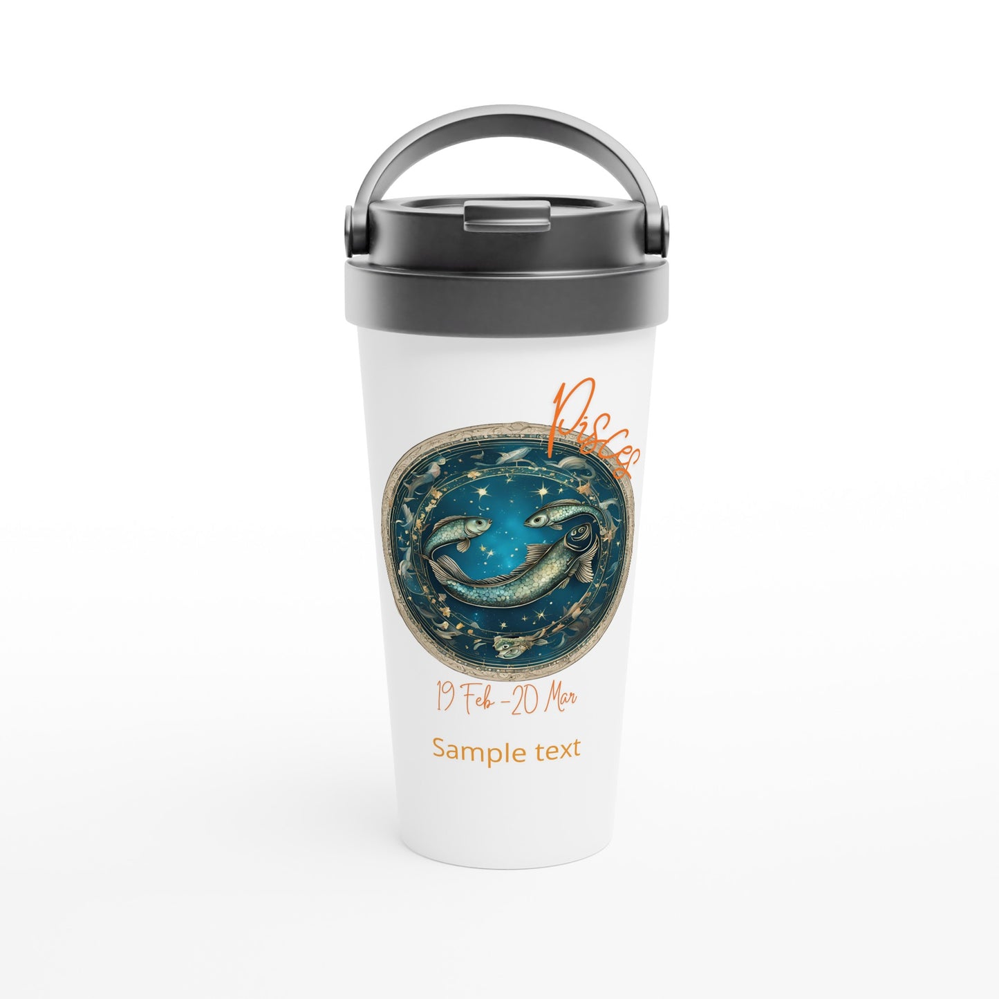 Pisces Fish on a 15oz stainless steel Travel Mug