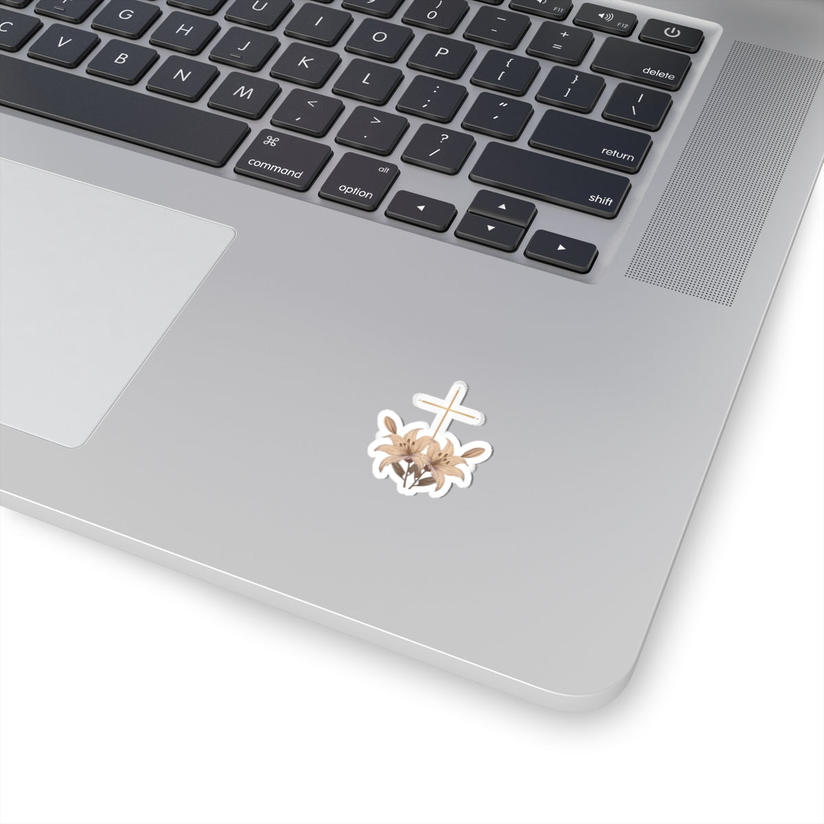Golden Cross Pale Lilies Christian Faith Sticker product type