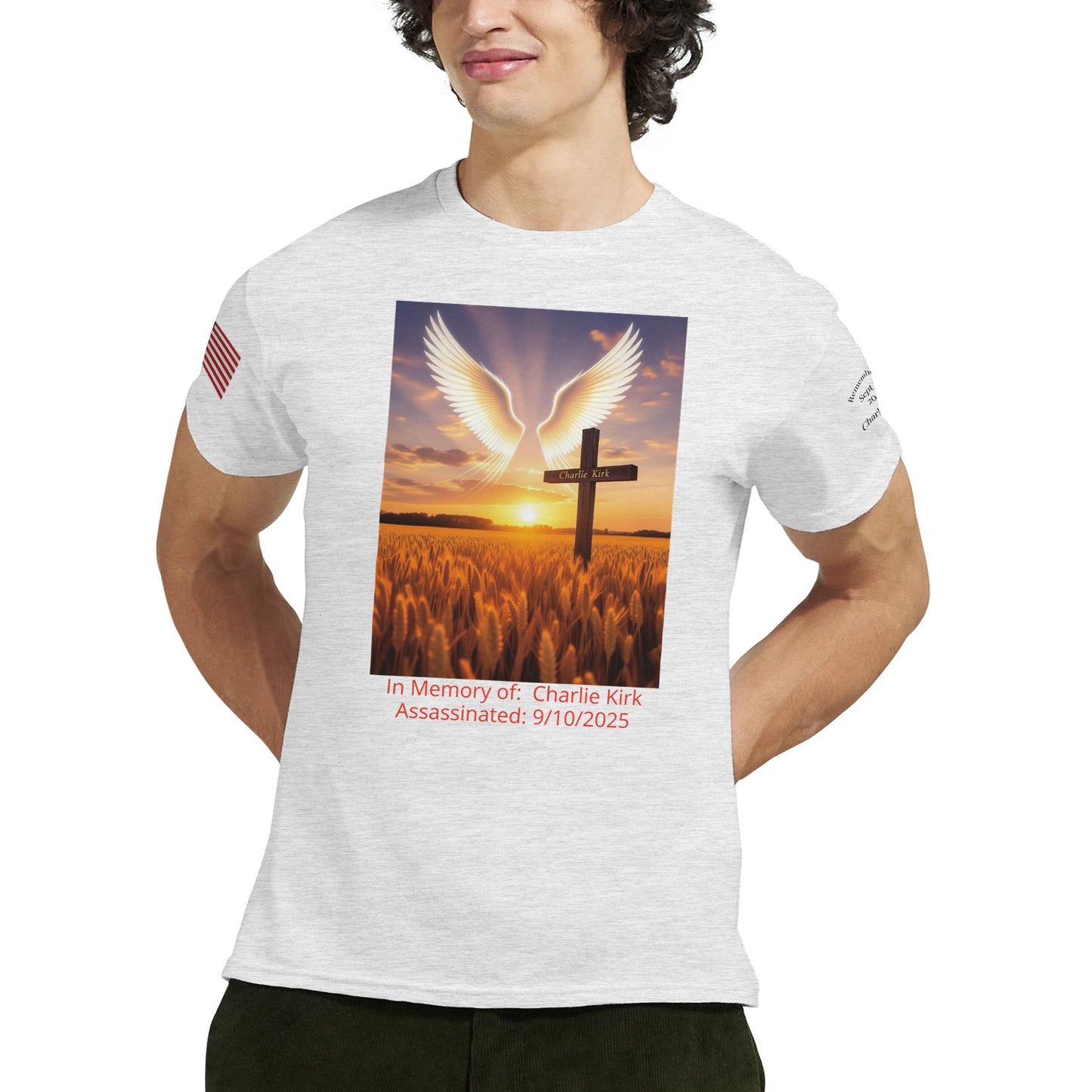 Charlie Kirk 'Lifted to Heaven' on a Heavyweight T-Shirt
