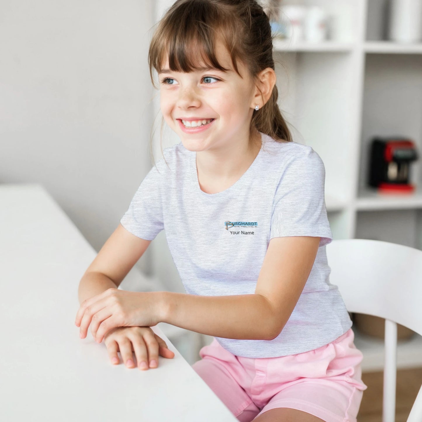 Burghardt Metal Fabricating, Inc., logo on a Kids Crewneck T-shirt
