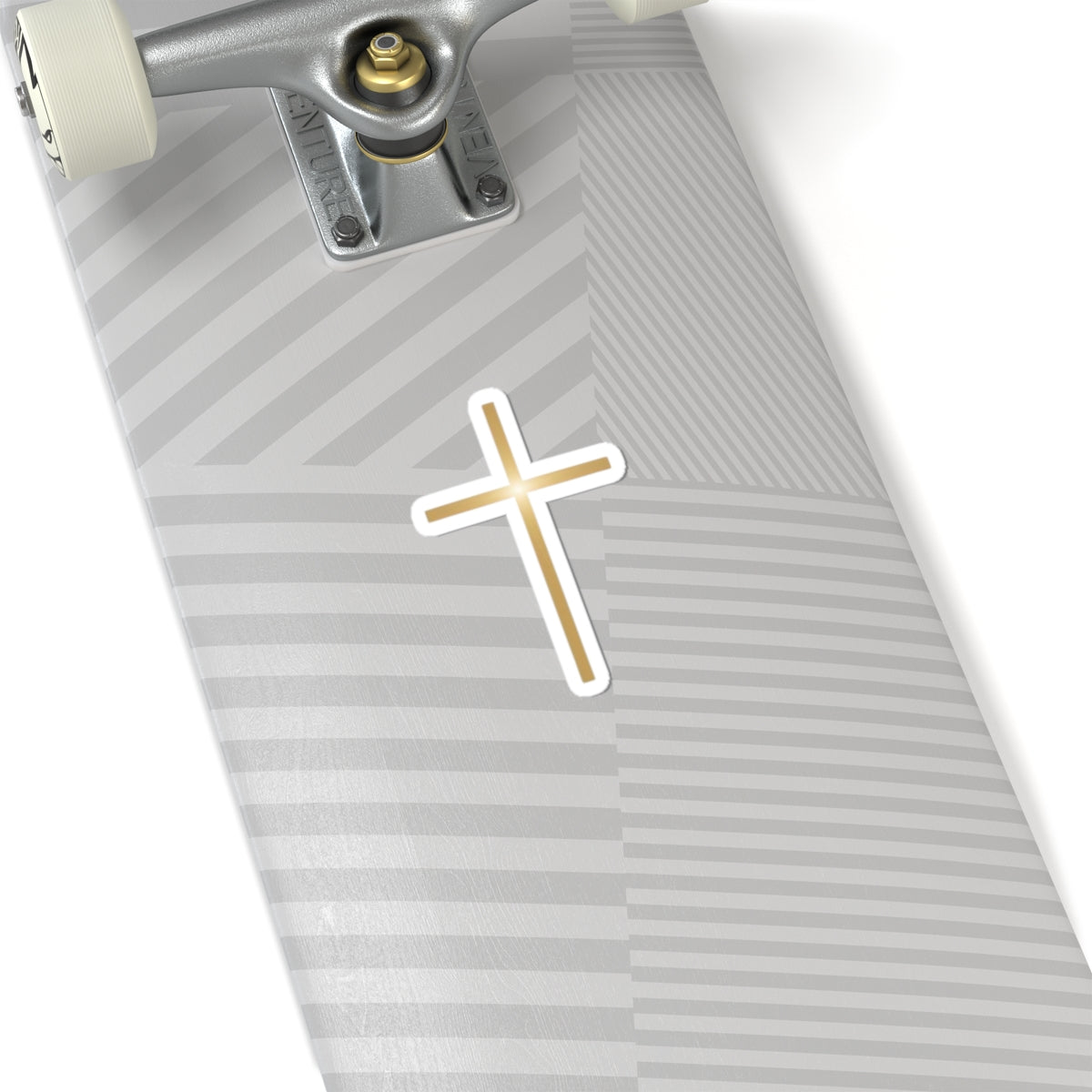 Beveled Gold Cross Christian Symbol Sticker product type