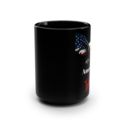 Patriotic Eagle American Infidel on a Black Mug 15oz