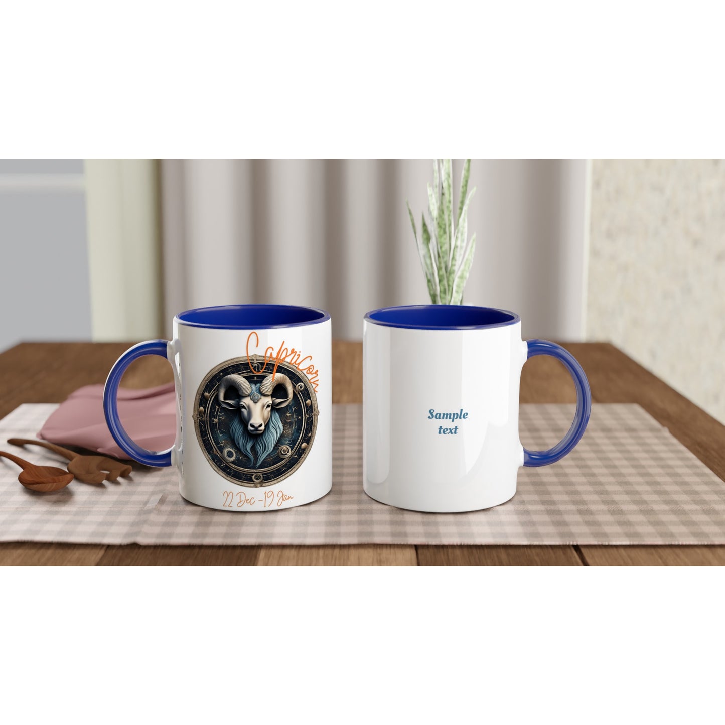 11oz ceramic mug with color inside Capricorn goat personalized