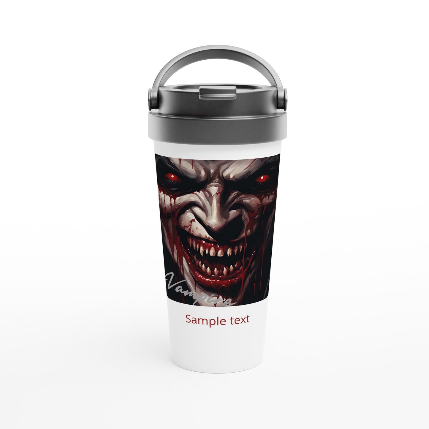 15oz stainless steel travel mug vampire snarl personalized