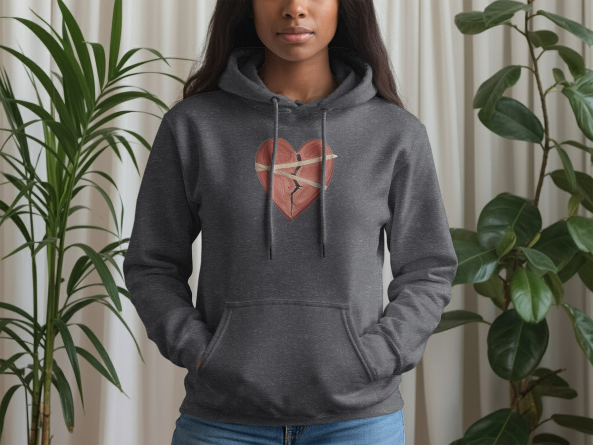 Heart Shaped Design Printed on Charcoal Grey Hoodie Products