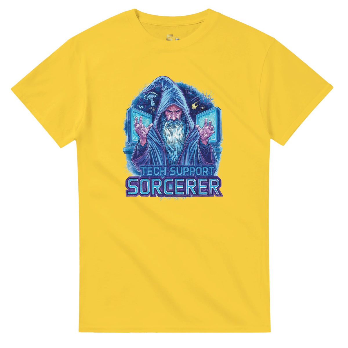 Tech Support Sorcerer graphic design on a Heavyweight T-shirt
