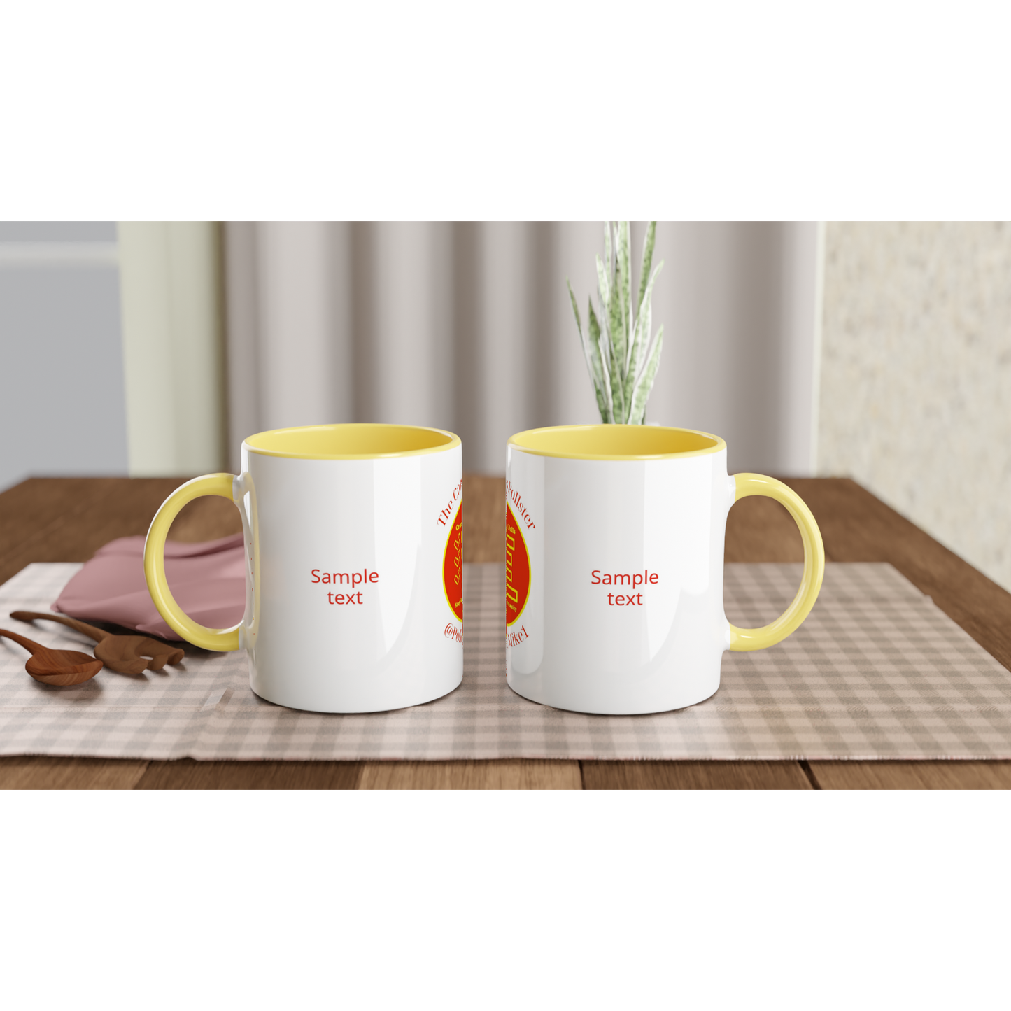 Curious Pollster logo on an 11oz ceramic mug
