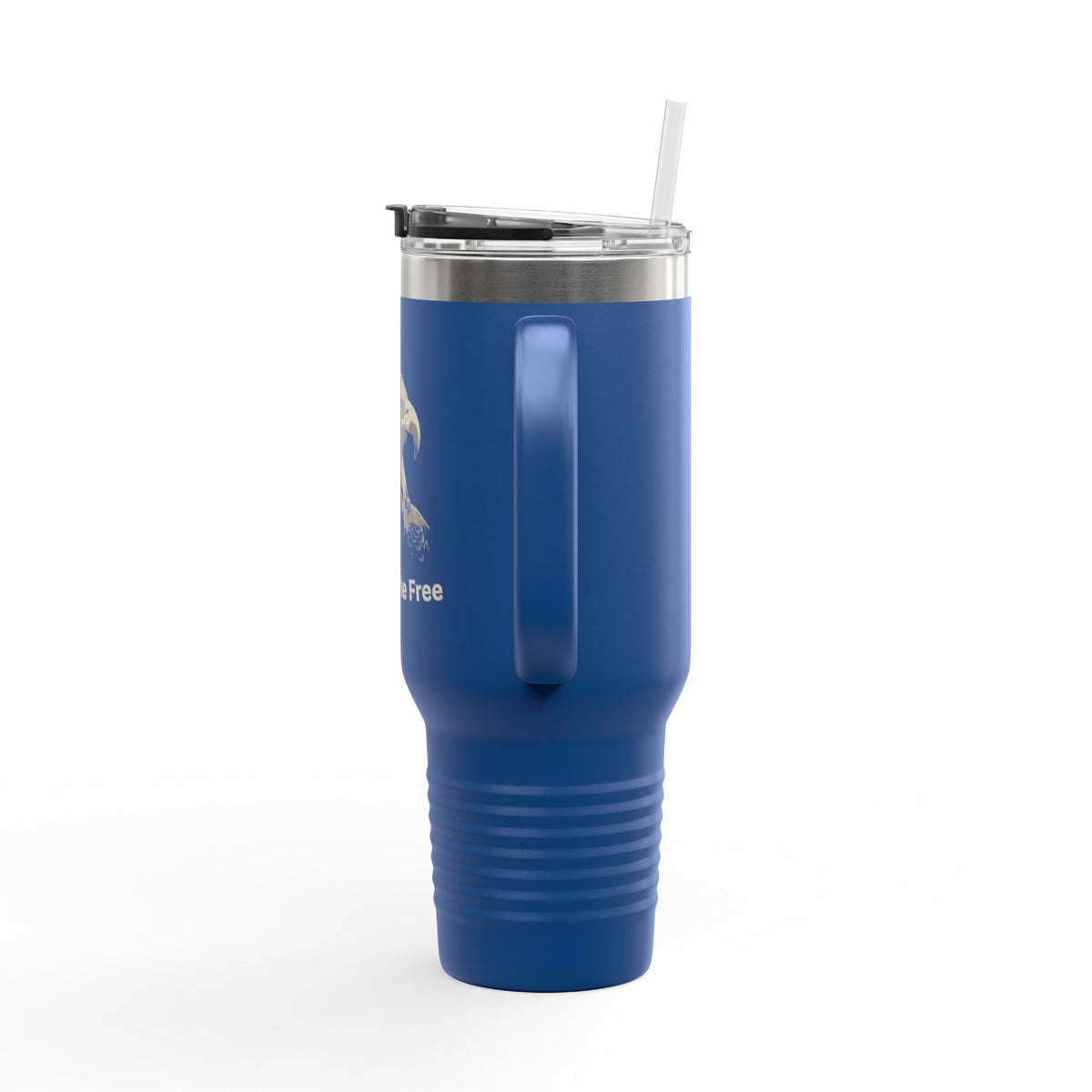 Land of the Free text on the bottom of a 40oz Insulated Travel Mug