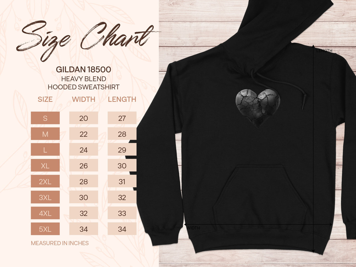 Cracked Heart Design Gildan 18500 Heavy Blend Hooded Sweatshirt