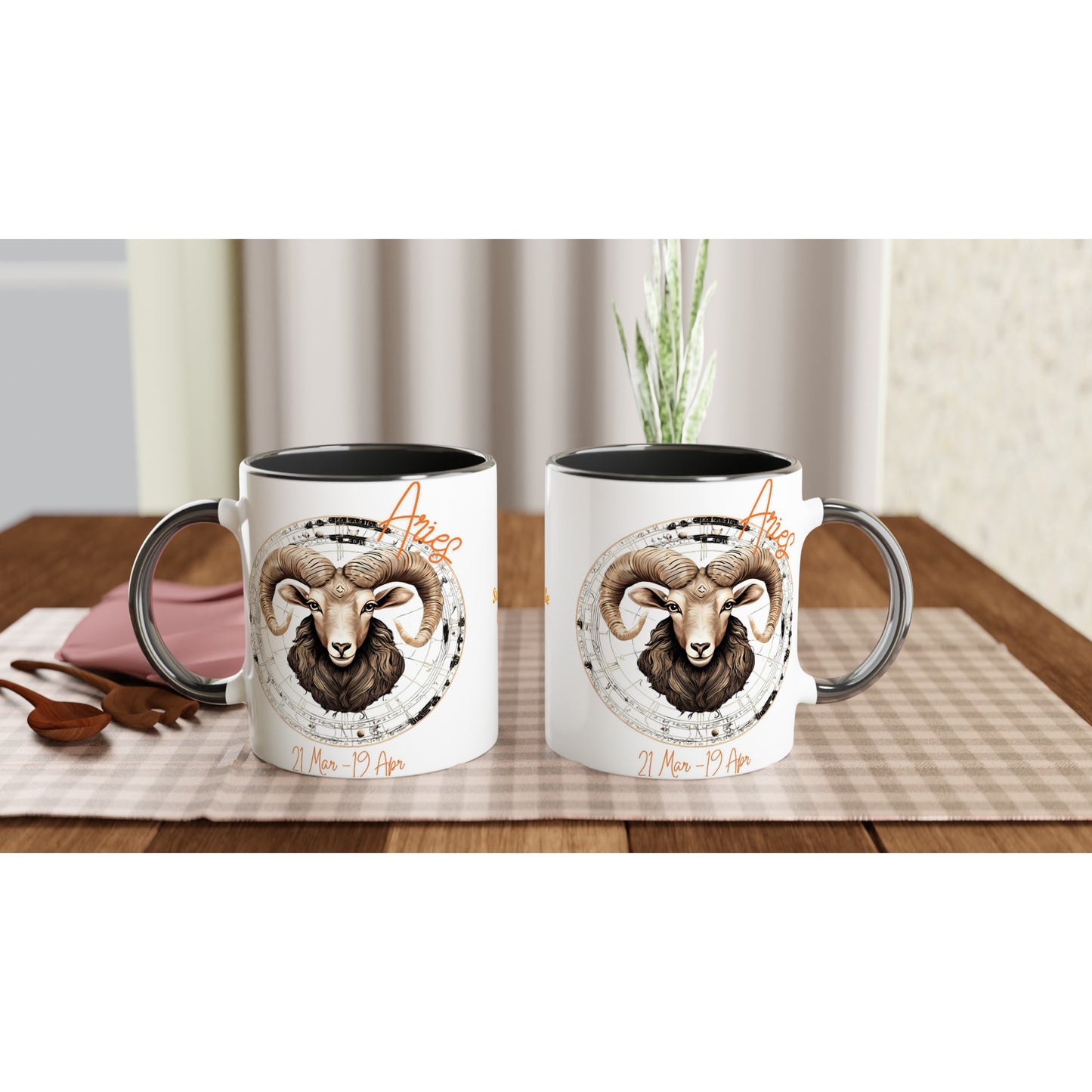 11oz ceramic mug with color inside fiery Aries personalized