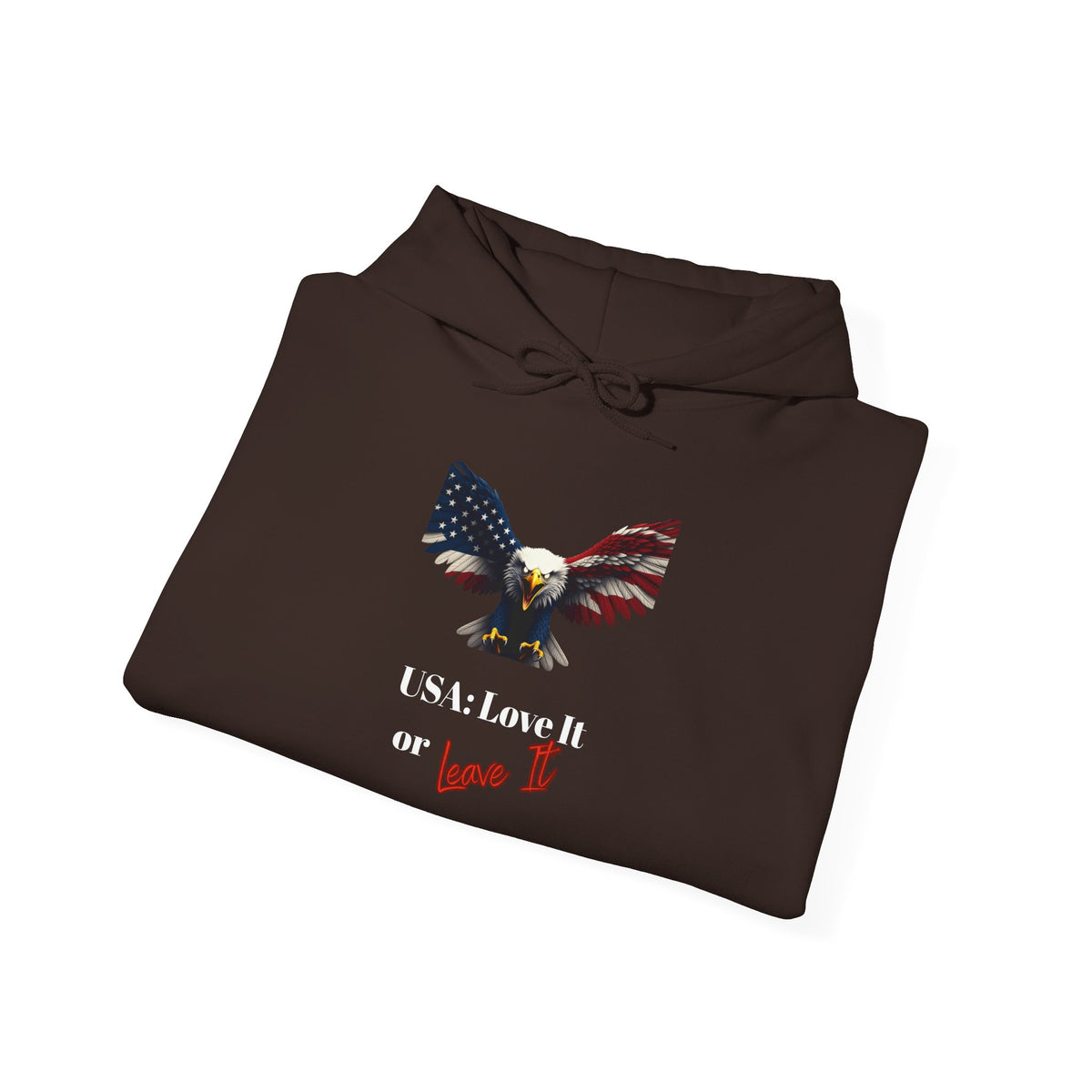 USA Love It Or Leave It Patriotic Eagle on a Pullover Hoodie
