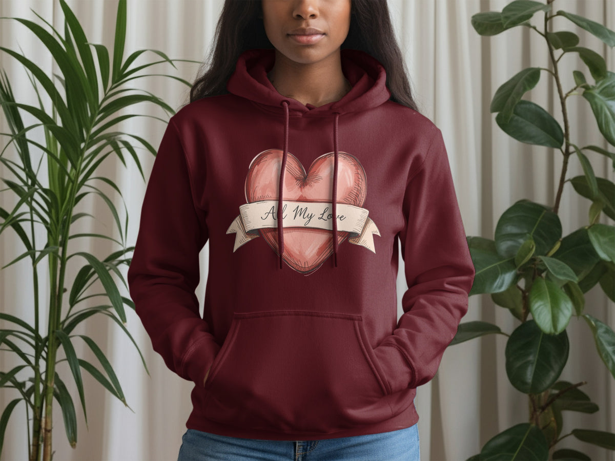 Heart with 'All My Love' Design Hoodie Product
