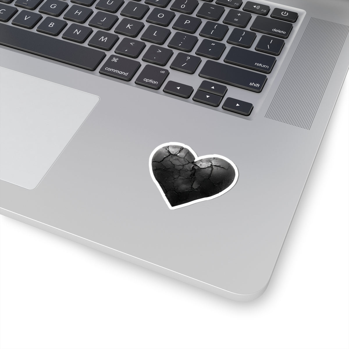 Black Cracked Heart Sticker for Laptops and Devices