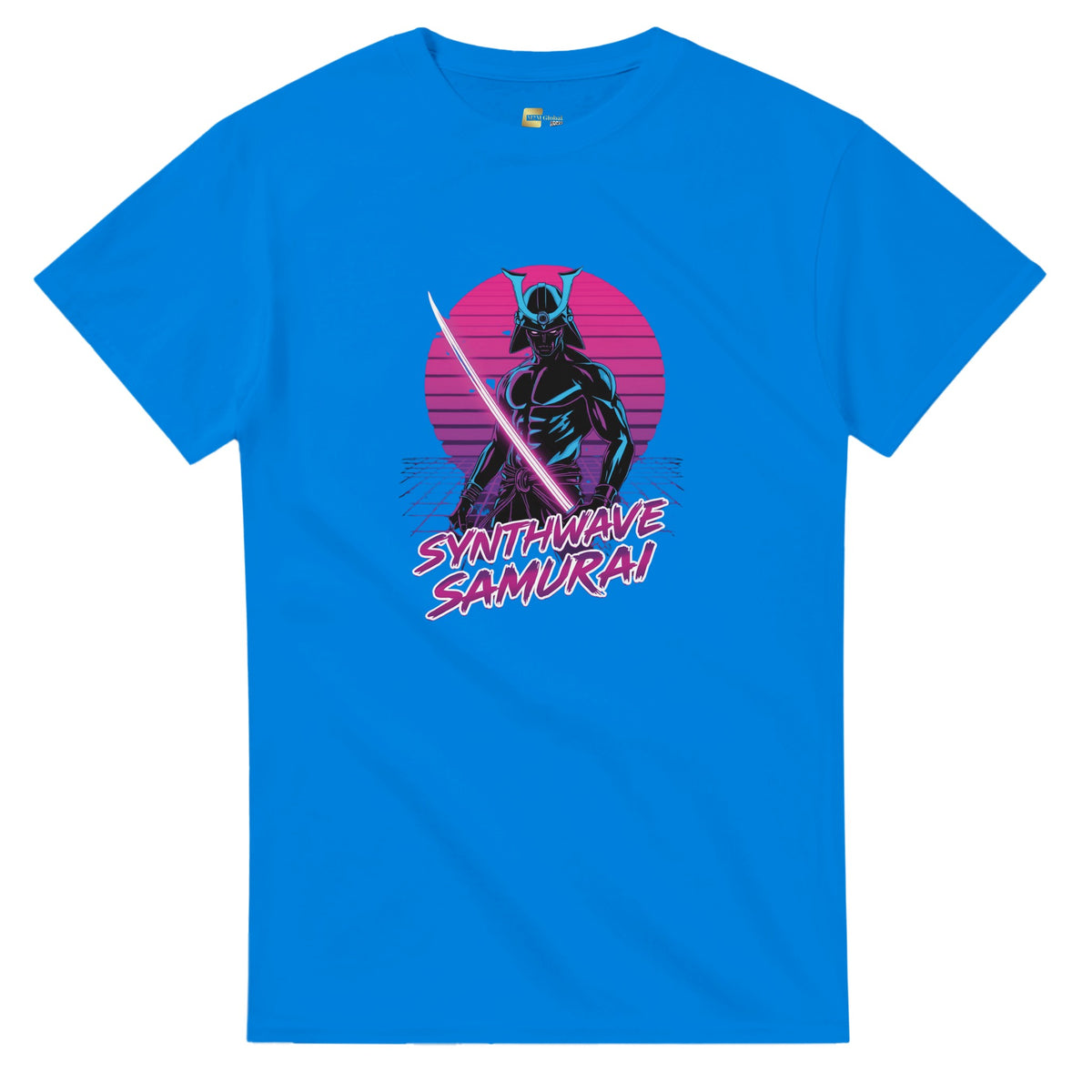Synthwave Samurai graphic design on a Heavyweight T-shirt