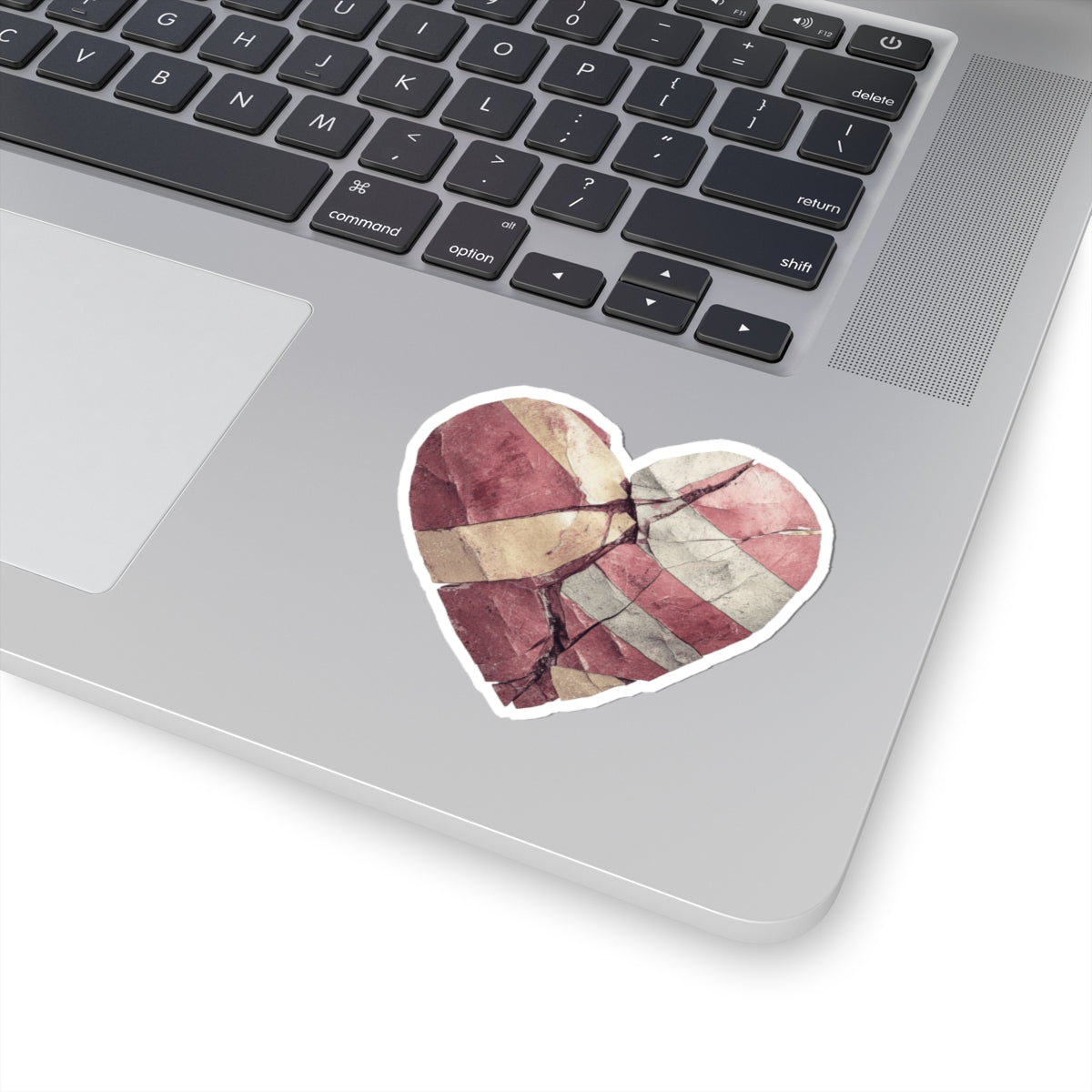 Cracked Heart Design on Vintage Style Laptop Sticker