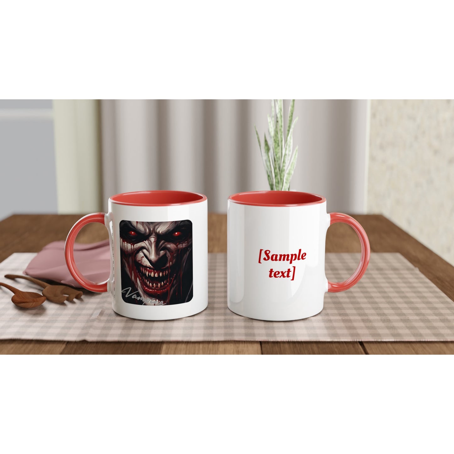 11oz ceramic mug with color inside vampire snarl personalized