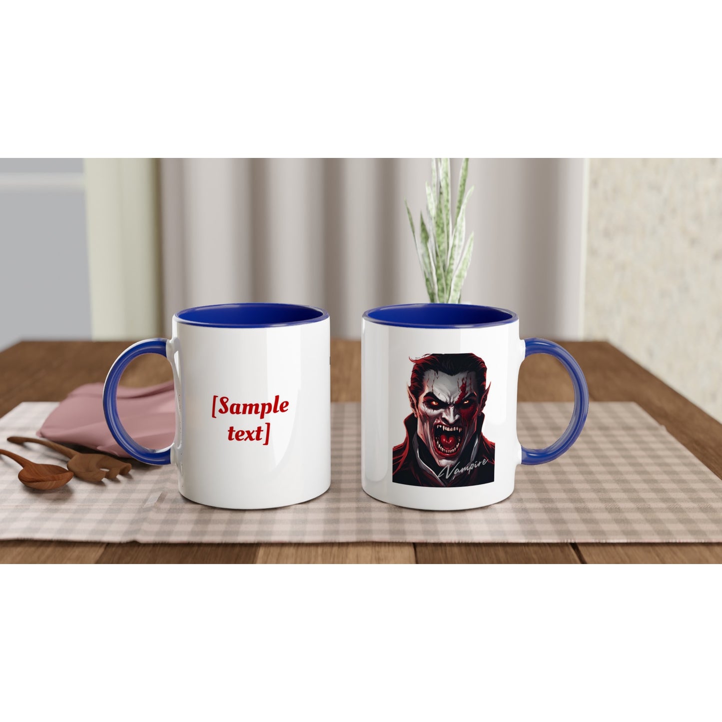11oz ceramic mug with color inside vampire full face personalized