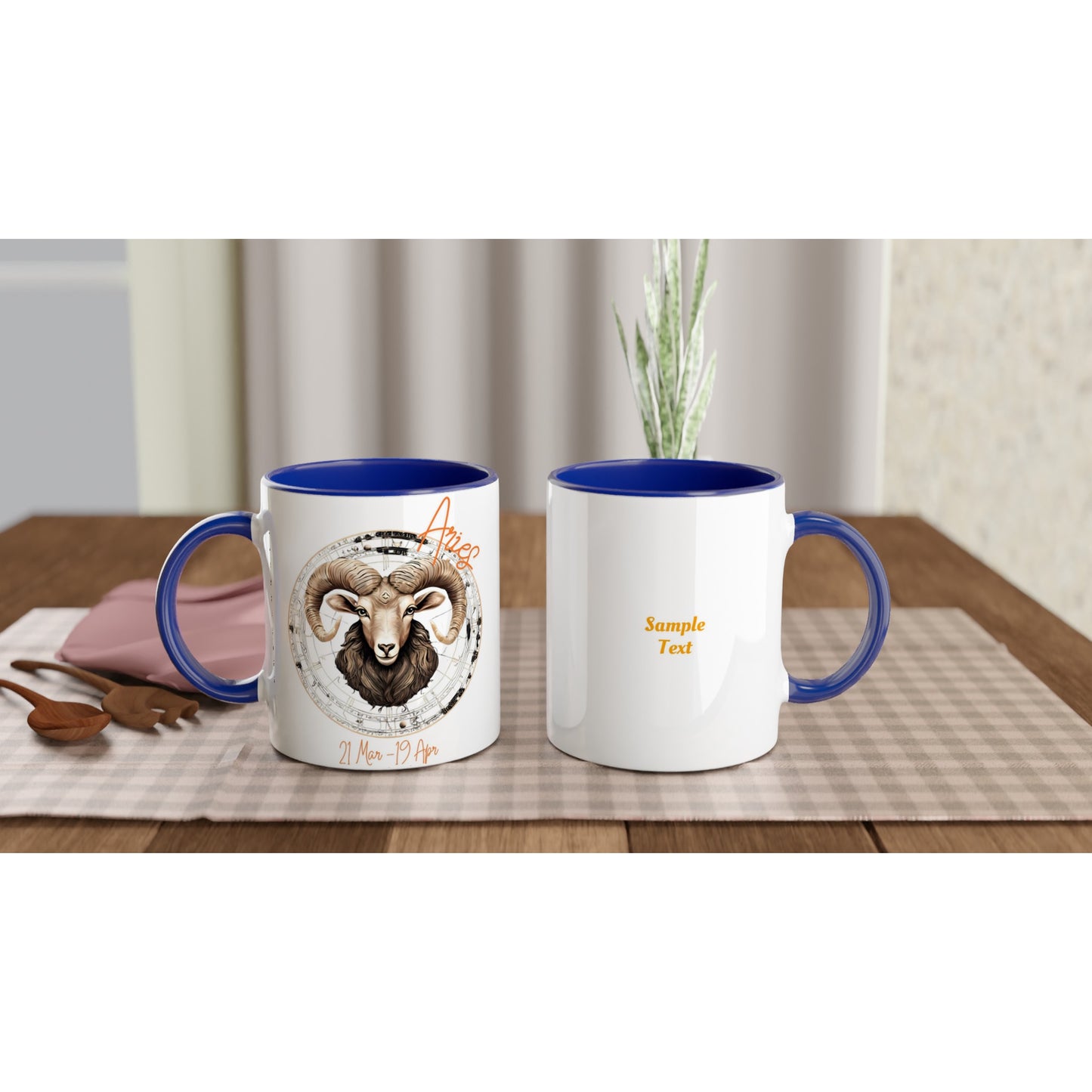 11oz ceramic mug with color inside fiery Aries personalized