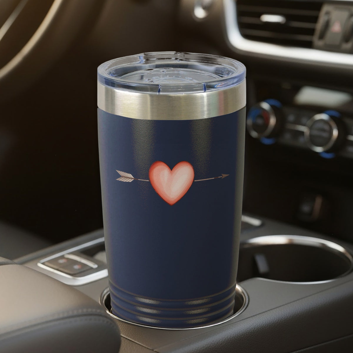 Romantic Heart Arrow Design Travel Mug Cup