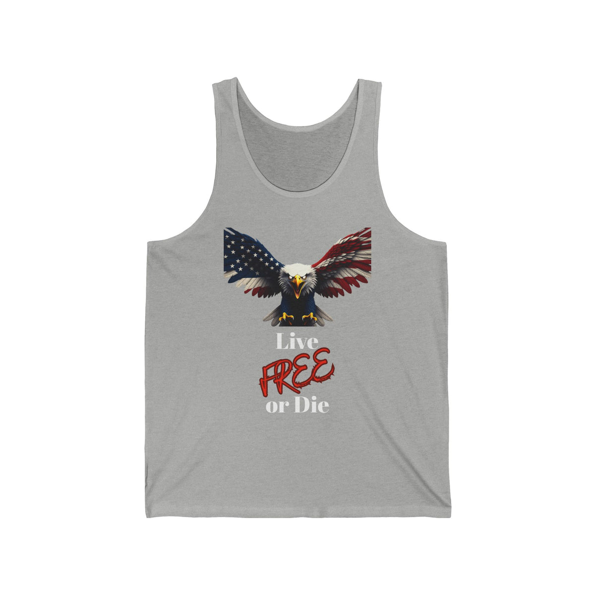 Live Free Or Die Patriotic Eagle on a Premium Tank Top