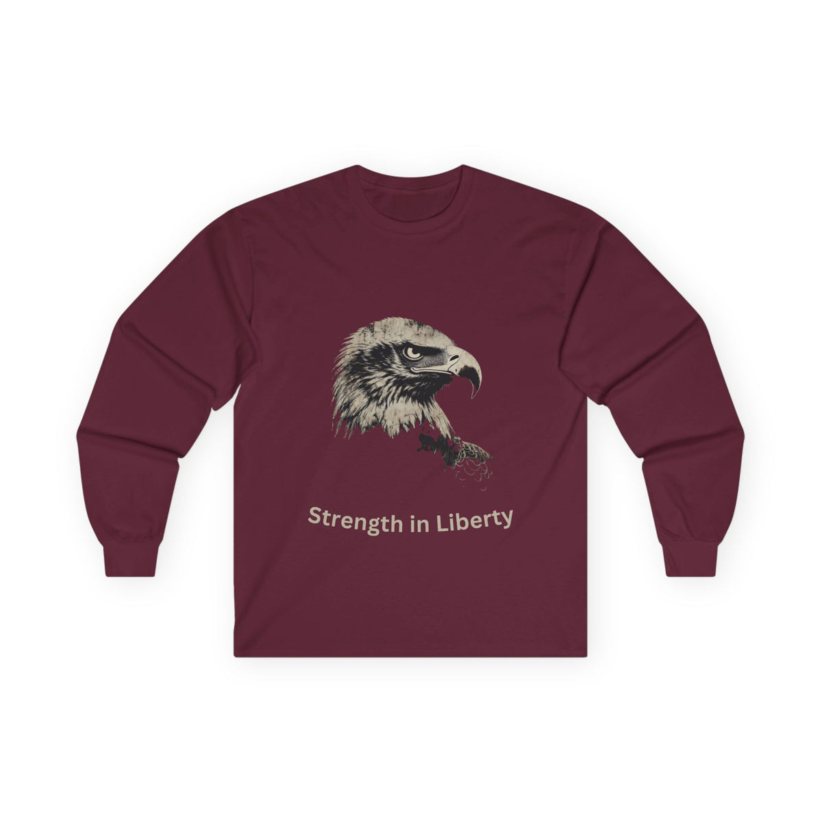 Strength in Liberty text on a Long-Sleeve Tee