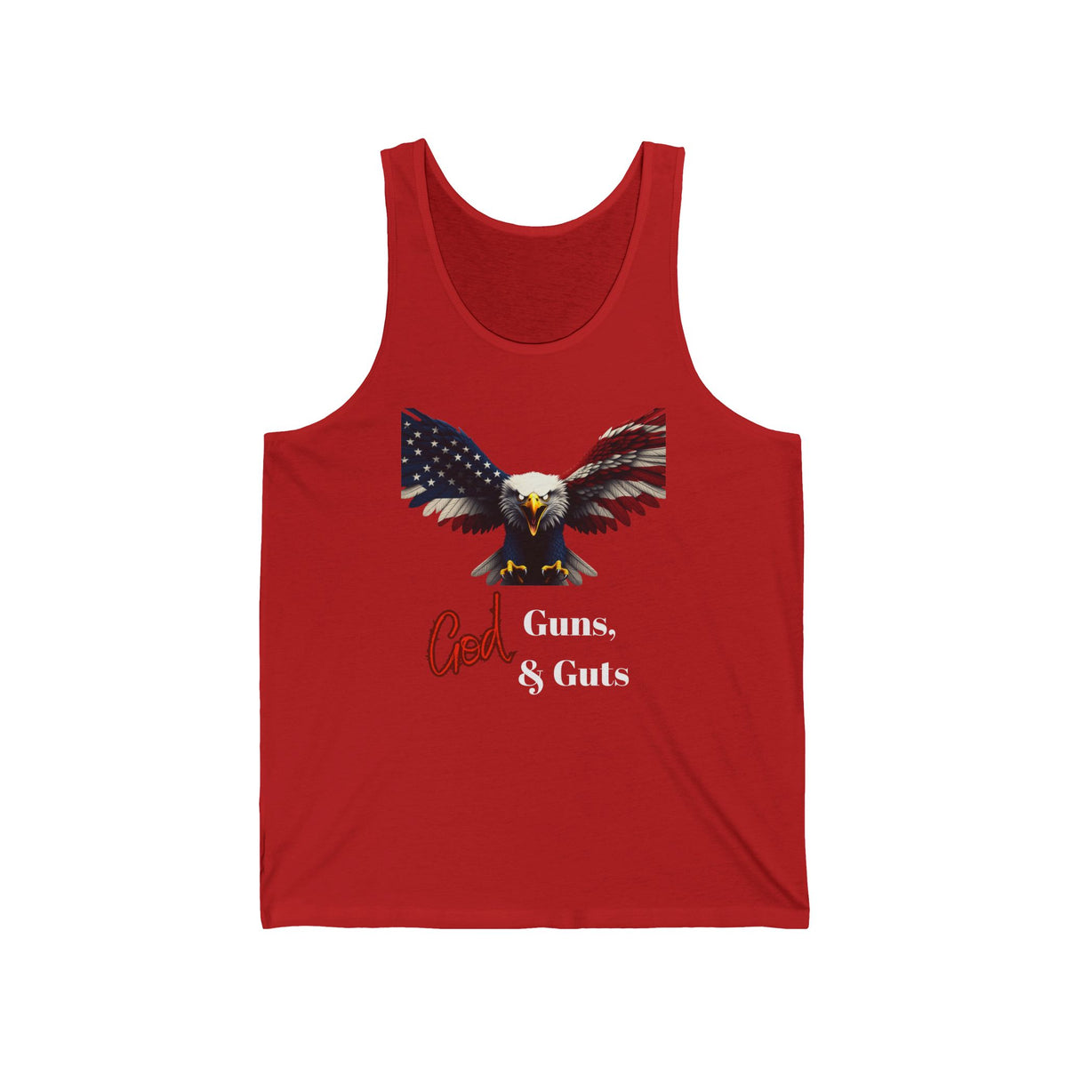 God Guns & Guts Patriotic Eagle on a Premium Tank Top