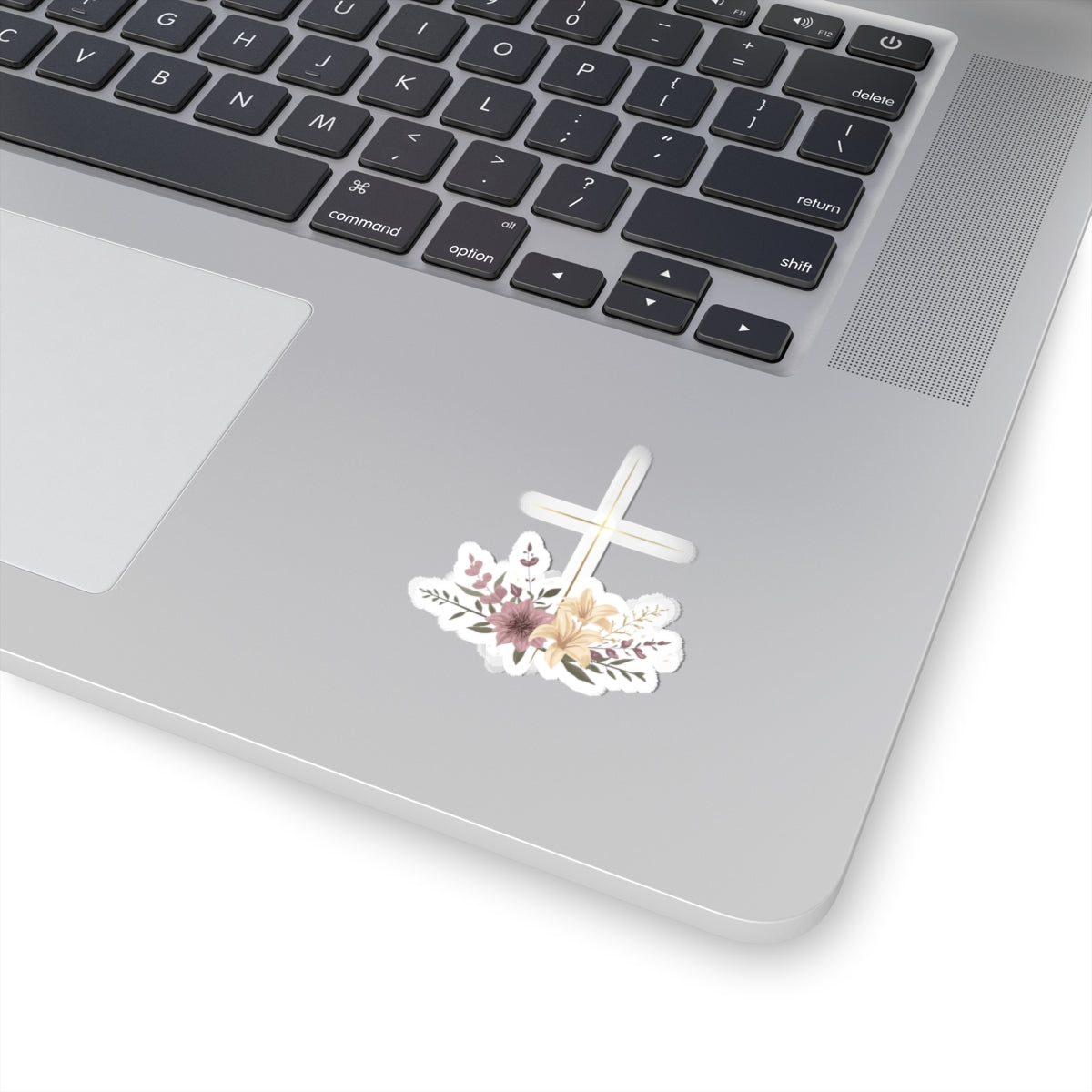 Christian Gold Cross Floral Lily Sticker product type